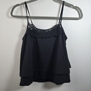 American Eagle Outfitters Black Cropped Lace Camisole
